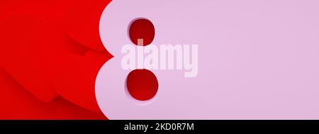 Affiche de la journée internationale de la femme. rendu 8 numéro 3d, disposition panoramique Banque D'Images