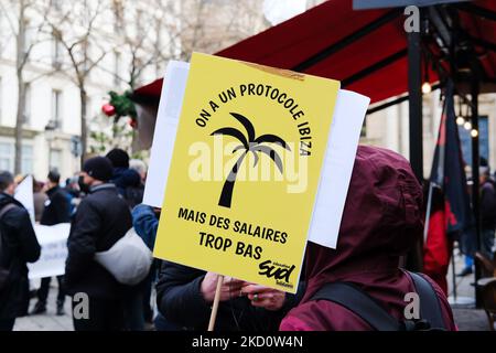 Manifestation d'enseignants à Paris contre le ''protocole d'Ibiza'', à Paris sur 20 janvier 2022. (Photo de Vincent Koebel/NurPhoto) Banque D'Images