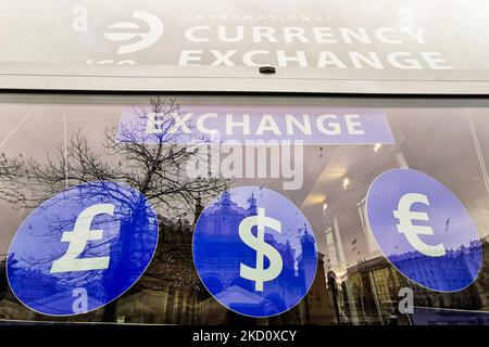 Bureau de change à Cracovie, Pologne. 20 janvier 2022. (Photo de Beata Zawrzel/NurPhoto) Banque D'Images