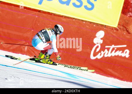 Jasmine FLURY (SUI) pendant la course de ski alpin coupe du monde de ski 2022 FIS - femmes Super Giant sur 21 janvier 2022 sur le versant Olympia à Cortina d&#39;Ampezzo, Italie (photo par Luca Tedeschi/LiveMedia/NurPhoto) Banque D'Images