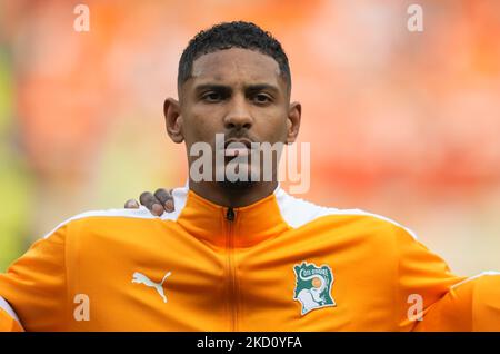 Sébastien Haller de Côte d'Ivoire pendant la Sierra Leone contre Côte d'Ivoire, coupe africaine des nations, au stade Ahmadou Ahidjo sur 16 janvier 2022. (Photo par Ulrik Pedersen/NurPhoto) Banque D'Images