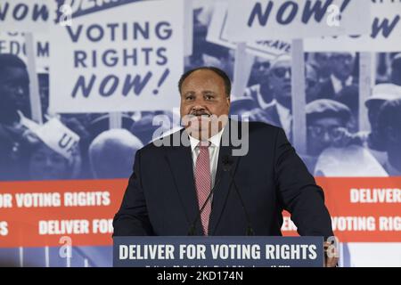 Le Président de l'Institut Drum Mayor Martin Luther King III s'exprime lors de l'événement spécial droits de vote, aujourd'hui sur 17 janvier 2021 à la gare du Club de Columbus à Washington DC, Etats-Unis. (Photo de Lénine Nolly/NurPhoto) Banque D'Images