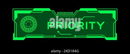 Couleur verte de la bannière futuriste hud qui a priorité de mot sur l'écran de l'interface utilisateur sur fond noir Illustration de Vecteur