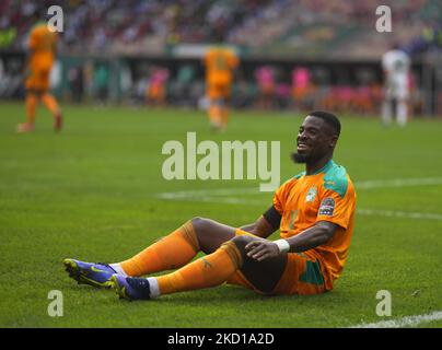 Serge Aurier de Côte d'Ivoire pendant l'Egypte contre Côte d'Ivoire, coupe africaine des nations, au stade Ahmadou Ahidjo sur 26 janvier 2022. (Photo par Ulrik Pedersen/NurPhoto) Banque D'Images