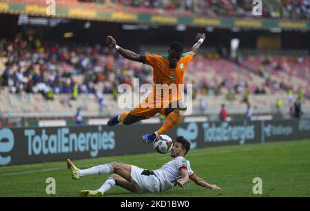 Serge Aurier de Côte d'Ivoire pendant l'Egypte contre Côte d'Ivoire, coupe africaine des nations, au stade Ahmadou Ahidjo sur 26 janvier 2022. (Photo par Ulrik Pedersen/NurPhoto) Banque D'Images