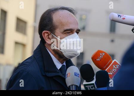 Riccardo Nencini pendant les nouvelles le septième vote pour l'élection du Président de la République sur 29 janvier 2022 à Rome à Rome, Italie (photo de Gloria Imbrogno/LiveMedia/NurPhoto) Banque D'Images