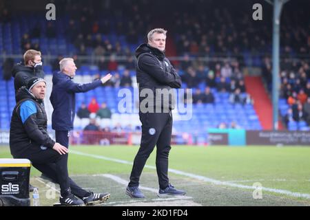 Robbie Stockdale, gérant de Rochdale, regarde pendant le match Sky Bet League 2 entre Oldham Athletic et Rochdale à Boundary Park, Oldham, le samedi 29th janvier 2022. (Photo de Pat Scaasi/MI News/NurPhoto) Banque D'Images