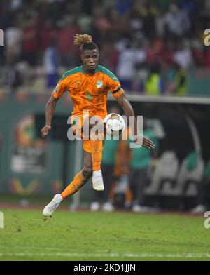 Wilfried Zaha de Côte d'Ivoire pendant l'Egypte contre Côte d'Ivoire, coupe africaine des nations, au stade Ahmadou Ahidjo sur 26 janvier 2022. (Photo par Ulrik Pedersen/NurPhoto) Banque D'Images