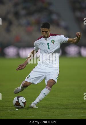 Achraf Hakimi du Maroc contre l'Égypte, coupe africaine des nations, au stade Ahmadou Ahidjo sur 30 janvier 2022. (Photo par Ulrik Pedersen/NurPhoto) Banque D'Images