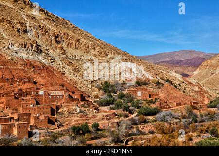 Petit village berbère de Maarouf situé au fond des montagnes du Haut Atlas au Maroc, en Afrique. (Photo de Creative Touch Imaging Ltd./NurPhoto) Banque D'Images