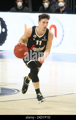 Michele Ruzzier (Segafredo Virtus Bologna) pendant le tournoi Eurocup match Segafredo Virtus Bologna vs. Buducnost Voli Podgorica au stade Segafredo - Bologne, 1 février 2022 (photo de Michele Nucci/LiveMedia/NurPhoto) Banque D'Images