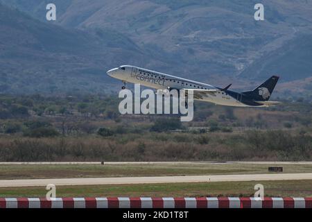 Avion Aeroméxico Connect au départ de l'aéroport international Ángel Albino Corzo. Mercredi, 2 février 2022, à l'aéroport international Ángel Albino Corzo, Chiapa de Corzo, Chiapas, Mexique. (Photo par Artur Widak/NurPhoto) Banque D'Images