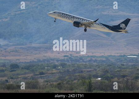 Avion Aeroméxico Connect au départ de l'aéroport international Ángel Albino Corzo. Mercredi, 2 février 2022, à l'aéroport international Ángel Albino Corzo, Chiapa de Corzo, Chiapas, Mexique. (Photo par Artur Widak/NurPhoto) Banque D'Images