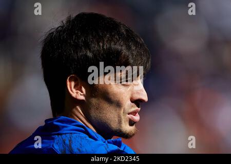 David Silva de Real Sociedad regarde avant le match de la Liga Santander entre Valencia CF et Real Sociedad au stade Mestalla sur 6 février 2022, Valence, Espagne. (Photo de David Aliaga/NurPhoto) Banque D'Images