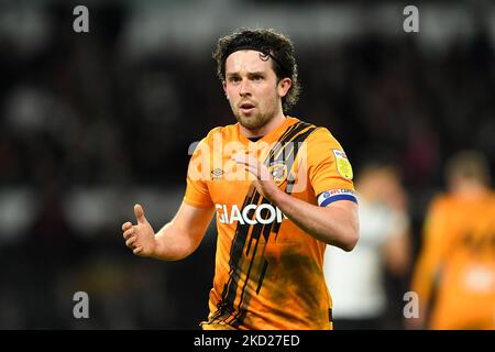 George Honeyman de Hull City pendant le match de championnat Sky Bet entre Derby County et Hull City au Pride Park, Derby, le mardi 8th février 2022. (Photo de Jon Hobley/MI News/NurPhoto) Banque D'Images