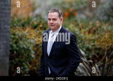Le ministre britannique sans portefeuille Nigel Adams, député conservateur de Selby et Ainsty, se promène dans Downing Street à Londres, en Angleterre, sur 9 février 2022. (Photo de David Cliff/NurPhoto) Banque D'Images