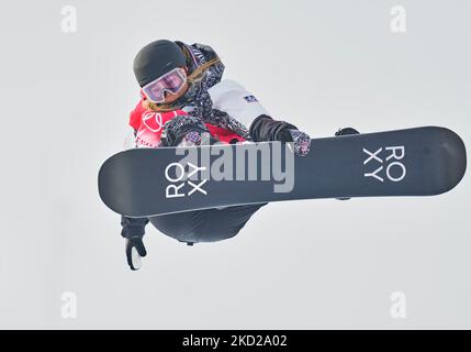 Chloe Kim des Etats-Unis remporte l'or au Snowboard - Half Pipe aux Jeux Olympiques d'hiver de 2022 à Beijing au parc de neige de Zhangjiakou Genting sur 10 février 2022 à Zhangjiakou, en Chine. (Photo par Ulrik Pedersen/NurPhoto) Banque D'Images