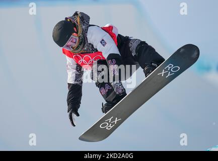 Chloe Kim des Etats-Unis remporte l'or au Snowboard - Half Pipe aux Jeux Olympiques d'hiver de 2022 à Beijing au parc de neige de Zhangjiakou Genting sur 10 février 2022 à Zhangjiakou, en Chine. (Photo par Ulrik Pedersen/NurPhoto) Banque D'Images