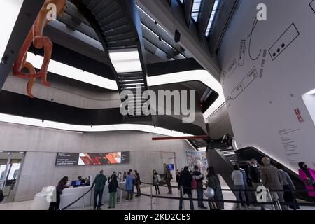 Une vue de MAXXI, le Musée national des Arts du XXI siècle a ouvert à Rome en 2010 et conçu par l'architecte Zaha Hadid, le 11 février 2022 à Rome, Italie. (Photo de Matteo Trévise/NurPhoto) Banque D'Images