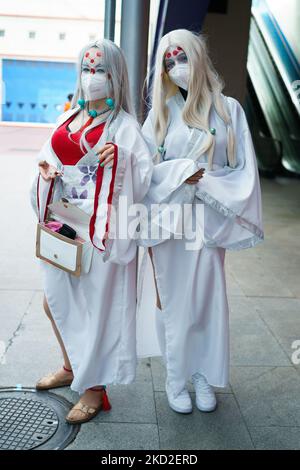 Cosplayer pose lors du salon 'Japan Weekend Madrid 2022' à l'IFEMA sur 12 février 2022 à Madrid, Espagne (photo d'Oscar Gonzalez/NurPhoto) Banque D'Images