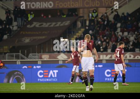 Tommaso Pobega déception du FC Torino lors du match de football Serie A entre le FC Torino et Venezia, au Stadio Olimpico Grande Torino, le 12 février 2022 à Turin, Italie (photo d'Alberto Gandolfo/NurPhoto) Banque D'Images