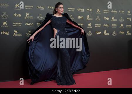 L'actrice Lucia Jiménez pose pendant le tapis rouge un prélude aux Goya Awards 2022 au palais Reina Sofia. Sur 12 février 2022. (Photo de Jose Miguel Fernandez/NurPhoto) Banque D'Images