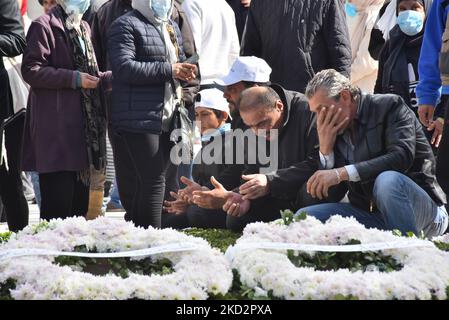 Les partisans se rassemblent près de la tombe du Premier ministre Rafiq Hariri, dans le centre-ville de Beyrouth, sur 14 février 2022, alors que le Liban marquait le 17th anniversaire de son assassinat (photo de Fadel Itani/NurPhoto) Banque D'Images