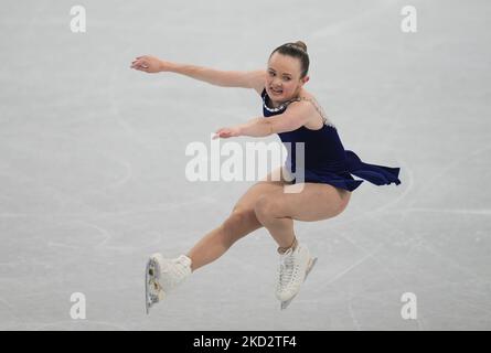 Mariah Bell des États-Unis au patinage artistique, Jeux Olympiques d'hiver de 2022 à Beijing, Stade intérieur de la capitale sur 15 février 2022 à Beijing, Chine. (Photo par Ulrik Pedersen/NurPhoto) Banque D'Images