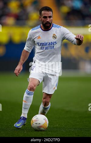 Dani Carvajal du Real Madrid CF en action pendant le match de la Liga Santander entre Villarreal CF et Real Madrid CF à l'Estadio de la Ceramica sur 12 février 2022, Villarreal, Espagne (photo de David Aliaga/NuramePhoto) Banque D'Images