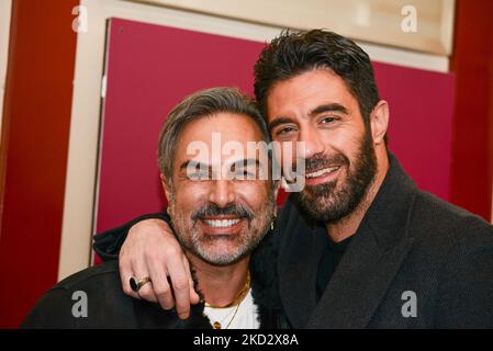 Fabrizio IMAS (L), Marco Aceti (R) pendant les nouvelles les invités du premier spectacle des comédiens Ale et Franz 'Comincium' sur febbraio 16, 2022 au Teatro Parioli à Rome, Italie (photo de Gloria Imbrogno/LiveMedia/NurPhoto) Banque D'Images