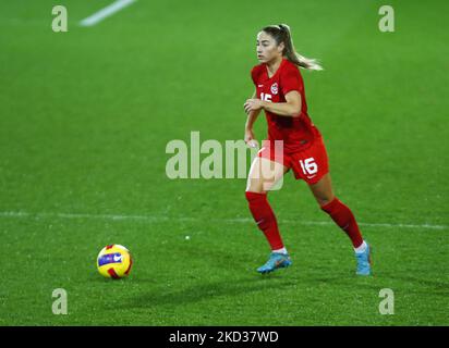 Janine Beckie (ville de Manchester) du Canada pendant la coupe Arnold Clark entre l'Allemagne et le Canada à Carrow Road, Norwich, le 20th février 2022 (photo d'action Foto Sport/NurPhoto) Banque D'Images