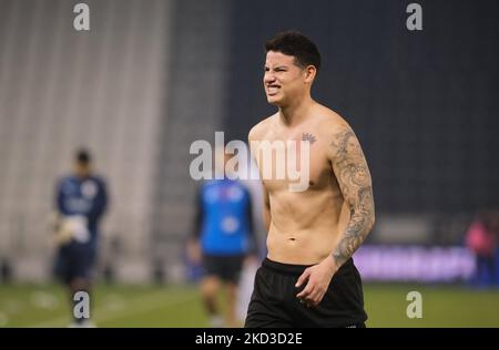 James Rodriguez (10) d'Al Rayyan part du terrain après le match de la QNB Stars League entre Al Gharafa et Al Rayyan au stade Jassim Bin Hamad à Doha, Qatar, le 24 février 2022. (Photo de Simon Holmes/NurPhoto) Banque D'Images