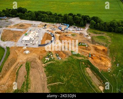 Une vue aérienne de la construction d'un nouveau crématorium Banque D'Images