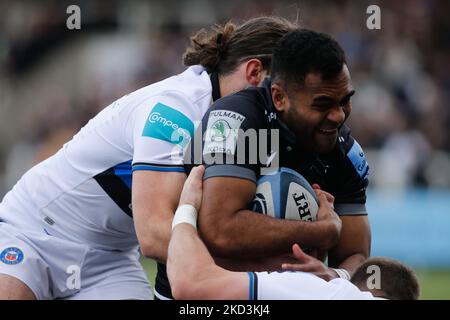 George Wacokecoke de Newcastle Falcons en action lors du match de première division de Gallagher entre Newcastle Falcons et Bath Rugby à Kingston Park, Newcastle, le samedi 26th février 2022.(photo de Chris Lishman/MI News/NurPhoto) Banque D'Images