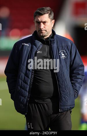 Graeme Lee, responsable de Hartlepool United avant le match de la Sky Bet League 2 entre Walsall et Hartlepool United au stade Banks, Walsall, le samedi 26th février 2022. (Photo de James HolyOak/MI News/NurPhoto) Banque D'Images