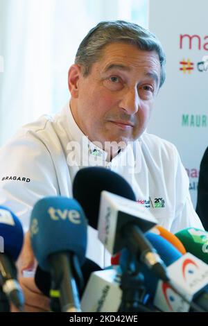 Joan Roca lors de la conférence de presse à l'hôtel Mandarin Oriental Ritz de Madrid. L'acteur Robert de Niro et son partenaire apprécieront ce mardi à Madrid un menu spécial conçu par Mauro Colagreco, Joan Roca, Quique Dacosta, José Andrés et Martín Berasategui, en paiement de l'acceptation de parrainer le congrès gastronomique de Madrid Fusión 2021. (Photo par Oscar Gonzalez/NurPhoto) Banque D'Images