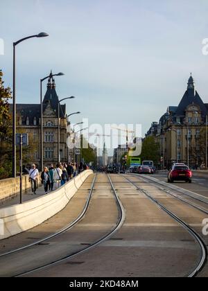 Luxembourg Viaduc (Passerelle) : vue vers la gare Banque D'Images