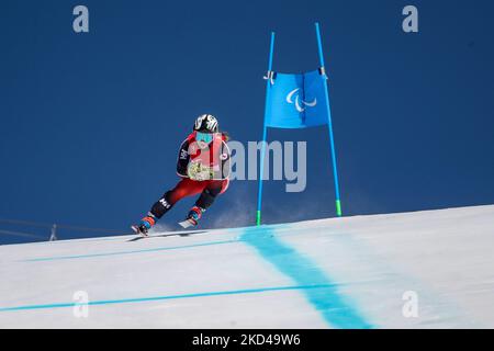 02-03-2022 Beijing, Chine. Jeux paralympiques de Beijing2022 - ski alpin de Para Downhill Yanqing Centre national de ski alpin: Mollie Jepsen (CAN) catégorie LW6/8-2 en action pendant la course d'entraînement de 2nd. (Photo de Mauro Ujetto/NurPhoto) Banque D'Images