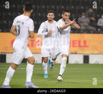 Omid Ebrahimi (6) d'Al Wakrah célèbre sa prison lors de la finale de quart de coupe d'Amir entre Al Rayyan et Al Wakrah au stade Jassim Bin Hamad à Doha, Qatar, le 5 mars 2022. (Photo de Simon Holmes/NurPhoto) Banque D'Images