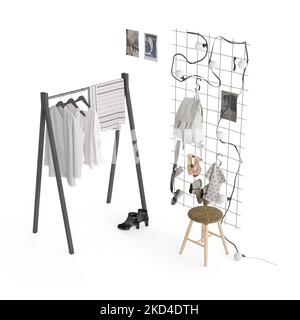 Un placard minimaliste avec des vêtements féminins Banque D'Images