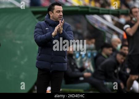 Xavi Hernandez, directeur du FC Barcelone, lors du match de la Liga entre Elche CF et le FC Barcelone au stade Martinez Valero. Dans Elche 6 mars 2022. (Photo de Jose Miguel Fernandez/NurPhoto) Banque D'Images