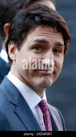 Le premier ministre canadien Justin Trudeau marche le long de Downing Street à Londres, en Angleterre, sur 7 mars 2022. (Photo de David Cliff/NurPhoto) Banque D'Images