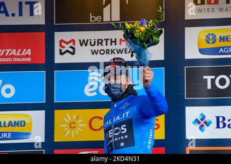 La troisième étape du Tirreno Adriatica de Murlo à Terni, gagnée par Ewan Caleb. À Terni, 9 mars 2022. (Photo de Riccardo Fabi/NurPhoto) Banque D'Images