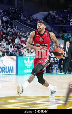 Malcolm Delaney (AX Armani Exchange Milan) pendant le championnat d'Euroligue de basket Real Madrid Baloncesto vs Un X Armani Exchange Milano sur 10 mars 2022 au Palacio de Deportes à Madrid, Espagne (photo de Simone Lucarelli/LiveMedia/NurPhoto) Banque D'Images