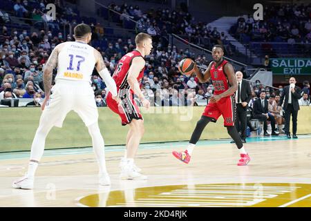 Bourse de Jérian (AX Armani Exchange Milan) pendant le championnat d'Euroligue de basket Real Madrid Baloncesto vs Un X Armani Exchange Milano sur 10 mars 2022 au Palacio de Deportes à Madrid, Espagne (photo de Simone Lucarelli/LiveMedia/NurPhoto) Banque D'Images