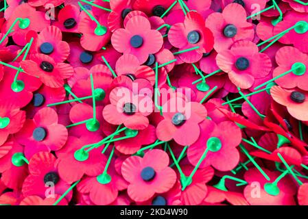 Glasgow, Écosse, Royaume-Uni 5th novembre 2022. Coquelicot Scotland sur le style Mile de Scottish shopping qui est Buchanan Street collecte et la vente de leur boutique mobile tandis que le jardin de souvenir à côté du cénotaphe dans George Square a un stand et son van. Crédit Gerard Ferry/Alay Live News Banque D'Images