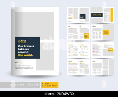 modèle de présentation de brochure de 16 pages pour les agences de voyages Illustration de Vecteur