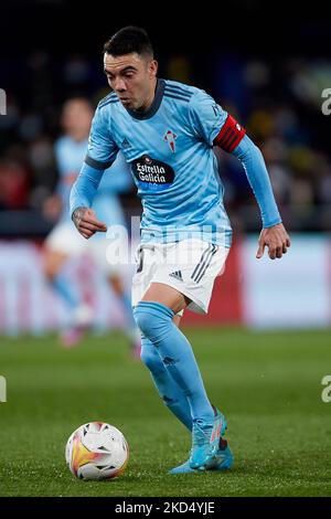 Iago Aspas de Celta de Vigo en action pendant le match de la Liga Santander entre Villarreal CF et RC Celta de Vigo à l'Estadio de la Ceramica, 12 mars 2022, Villarreal, Espagne (photo de David Aliaga/NurPhoto) Banque D'Images