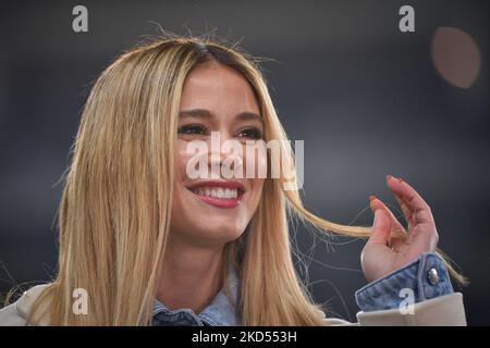 Le journaliste italien de la télévision DAZN Diletta Leotta lors du match de football série A entre le FC de Turin et le FC Internazionale, au Stadio Olimpico Grande Torino, le 13 mars 2022 à Turin, Italie (photo d'Alberto Gandolfo/NurPhoto) Banque D'Images