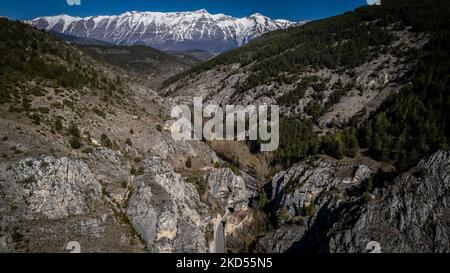 Vue sur le sanctuaire de Madonna d'Appari, près de Paganica (l'Aquila), en Italie, sur 14 mars 2022. La Madonna d'Appari est un sanctuaire de Paganica, situé juste à l'extérieur de la ville et déclaré monument national en 1902. (Photo de Manuel Romano/NurPhoto) Banque D'Images